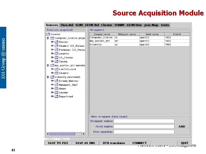 Source Acquisition Module Francesco Guerra – DBGroup@unimo 41 