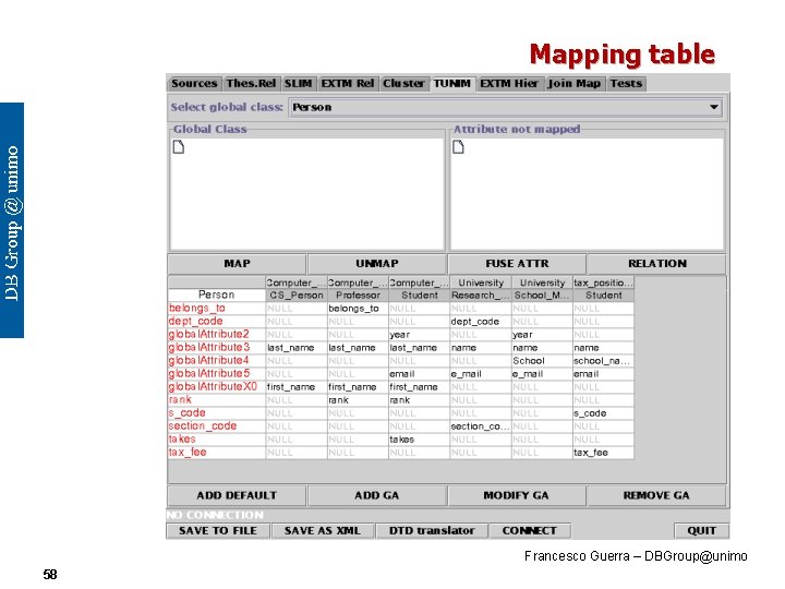 Mapping table Francesco Guerra – DBGroup@unimo 58 