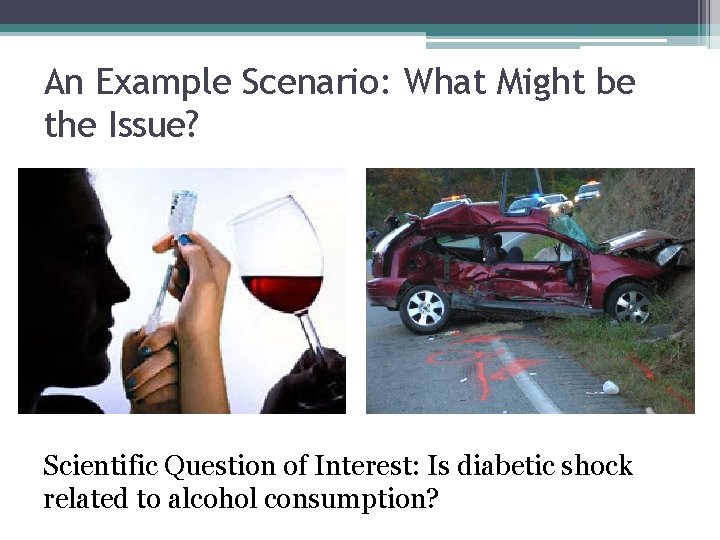 An Example Scenario: What Might be the Issue? Scientific Question of Interest: Is diabetic