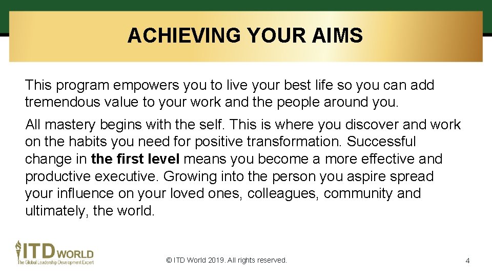 ACHIEVING YOUR AIMS This program empowers you to live your best life so you ACHIEVING YOUR AIMS This program empowers you to live your best life so you