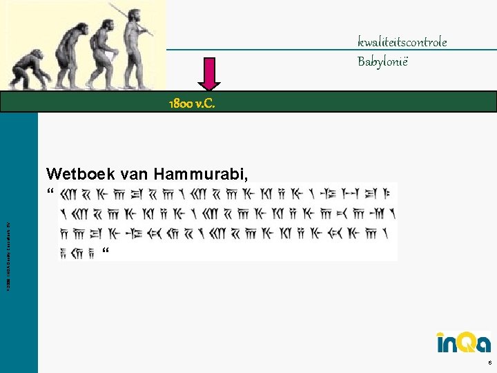 kwaliteitscontrole Babylonië 1800 v. C. “ © 2009 INQA Quality Consultants BV Wetboek van