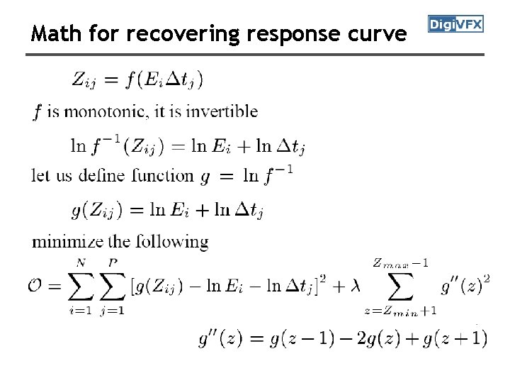 Math for recovering response curve 