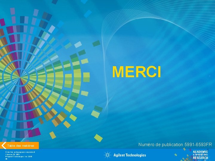 MERCI Table des matières À des fins pédagogiques uniquement February 22, 2021 © Agilent