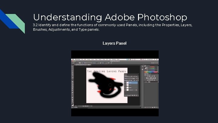 Understanding Adobe Photoshop 3. 2 Identify and define the functions of commonly used Panels, Understanding Adobe Photoshop 3. 2 Identify and define the functions of commonly used Panels,