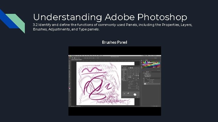 Understanding Adobe Photoshop 3. 2 Identify and define the functions of commonly used Panels, Understanding Adobe Photoshop 3. 2 Identify and define the functions of commonly used Panels,