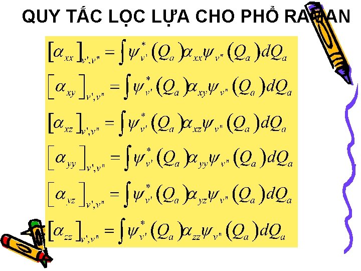 QUY TẮC LỌC LỰA CHO PHỔ RAMAN 