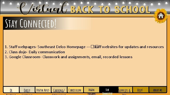 Stay Connected! 1. Staff webpages- Southeast Delco Homepage ---�� Staff websites-for updates and resources Stay Connected! 1. Staff webpages- Southeast Delco Homepage ---�� Staff websites-for updates and resources