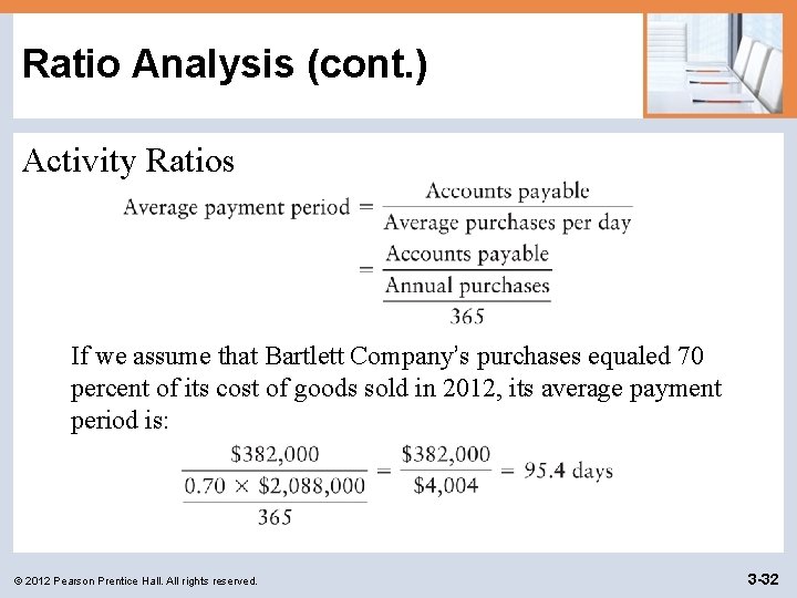 Ratio Analysis (cont. ) Activity Ratios If we assume that Bartlett Company’s purchases equaled