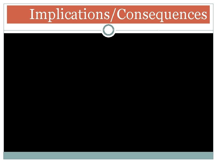 Implications/Consequences Implications/Consequences