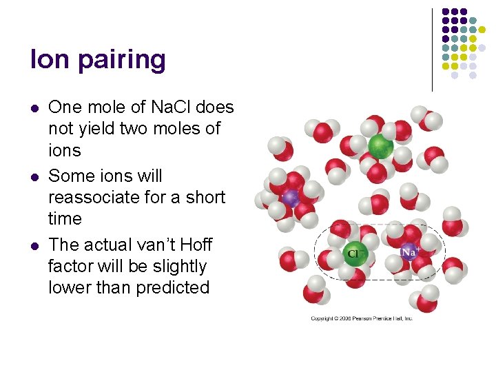 Ion pairing l l l One mole of Na. Cl does not yield two