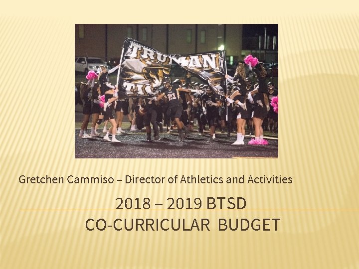 Gretchen Cammiso – Director of Athletics and Activities 2018 – 2019 BTSD CO-CURRICULAR BUDGET