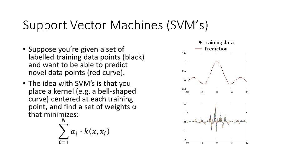 Support Vector Machines (SVM’s) • Training data Prediction 