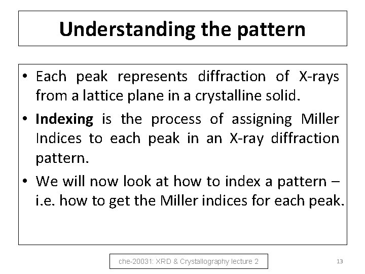 CHE20031 Structural Inorganic Chemistry Xray Diffraction ...