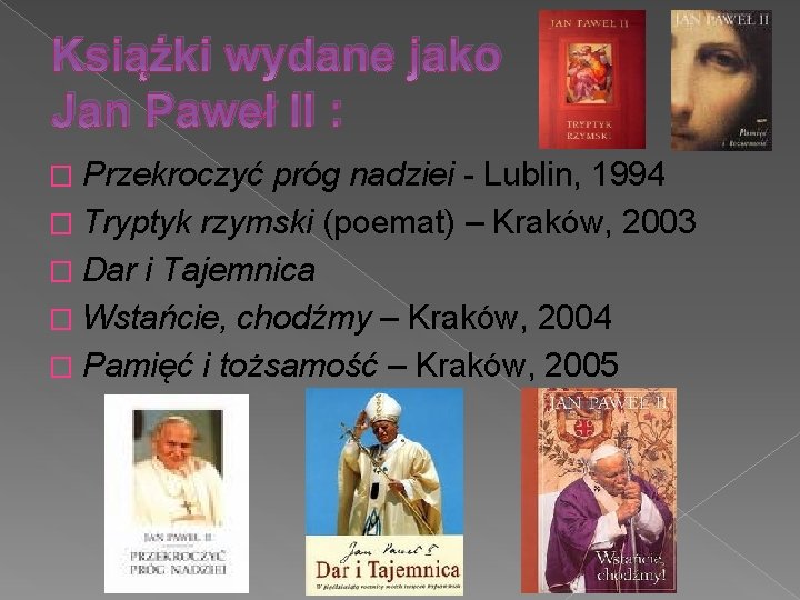 Książki wydane jako Jan Paweł II : � Przekroczyć próg nadziei - Lublin, 1994