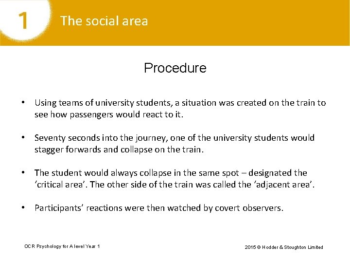 The social area Procedure • Using teams of university students, a situation was created