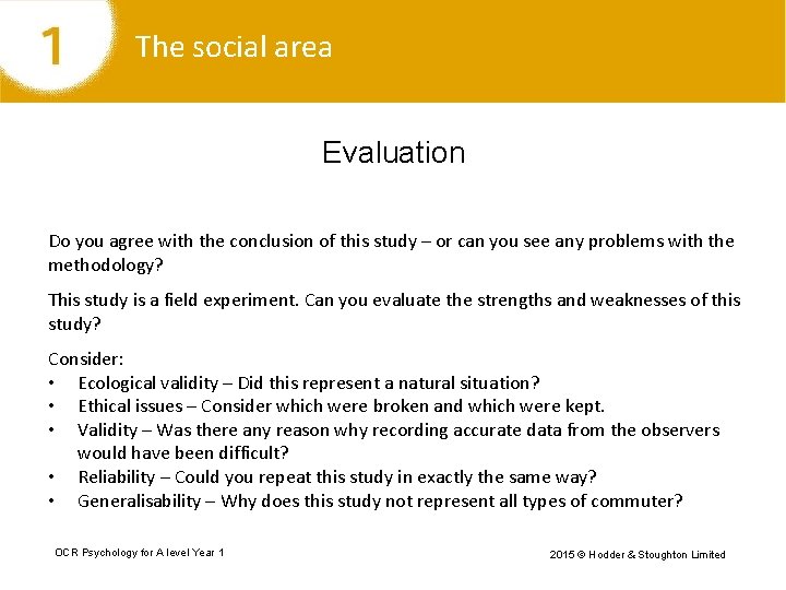 The social area Evaluation Do you agree with the conclusion of this study –