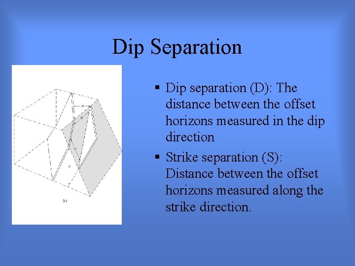 Dip Separation § Dip separation (D): The distance between the offset horizons measured in
