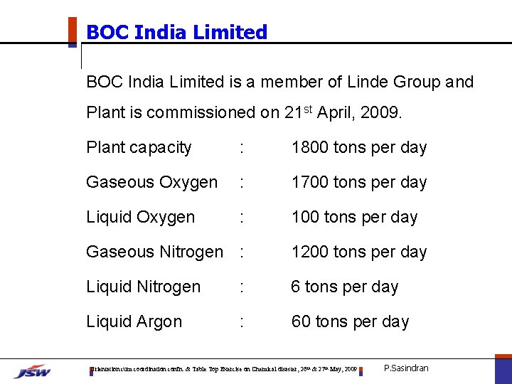 BOC India Limited is a member of Linde Group and Plant is commissioned on