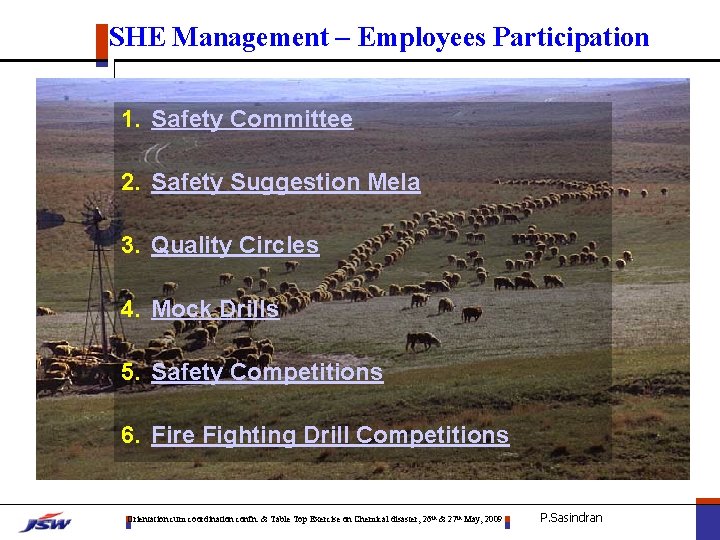 SHE Management – Employees Participation 1. Safety Committee 2. Safety Suggestion Mela 3. Quality