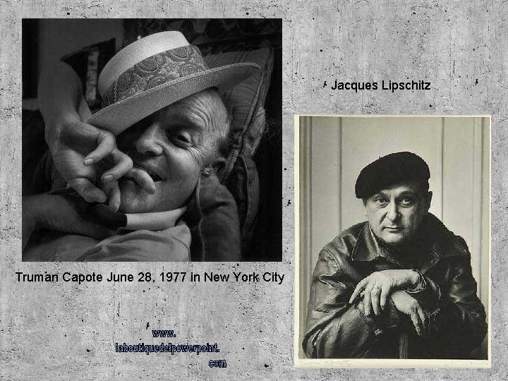 Jacques Lipschitz Truman Capote June 28, 1977 in New York City 