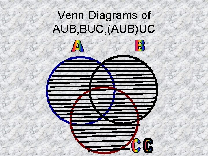 Venn-Diagrams of AUB, BUC, (AUB)UC 