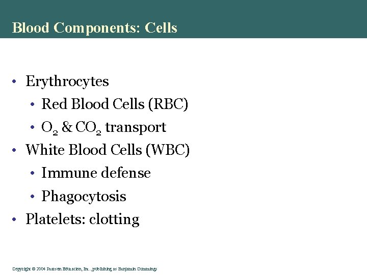 Blood Components: Cells • Erythrocytes • Red Blood Cells (RBC) • O 2 &
