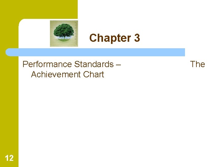 Chapter 3 Performance Standards – Achievement Chart 12 The 