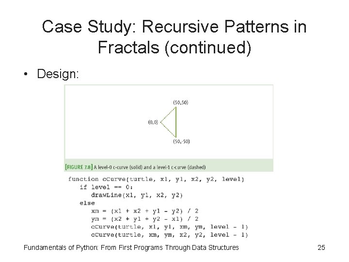 Case Study: Recursive Patterns in Fractals (continued) • Design: Fundamentals of Python: From First