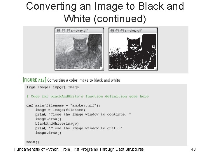 Converting an Image to Black and White (continued) Fundamentals of Python: From First Programs