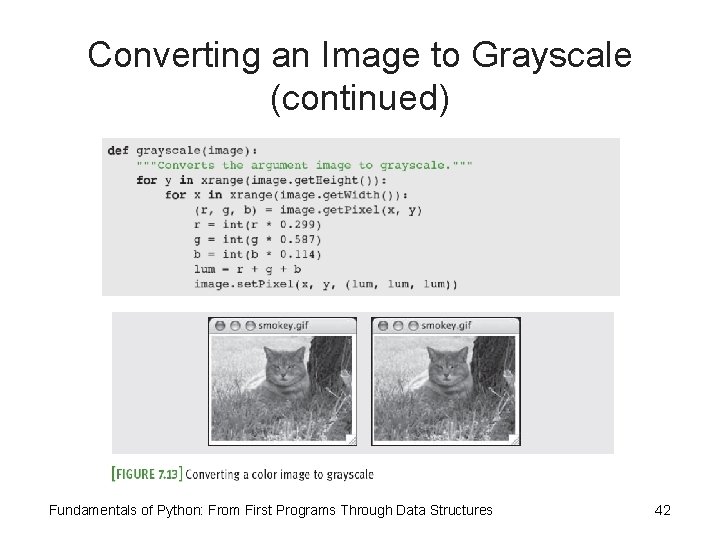 Converting an Image to Grayscale (continued) Fundamentals of Python: From First Programs Through Data