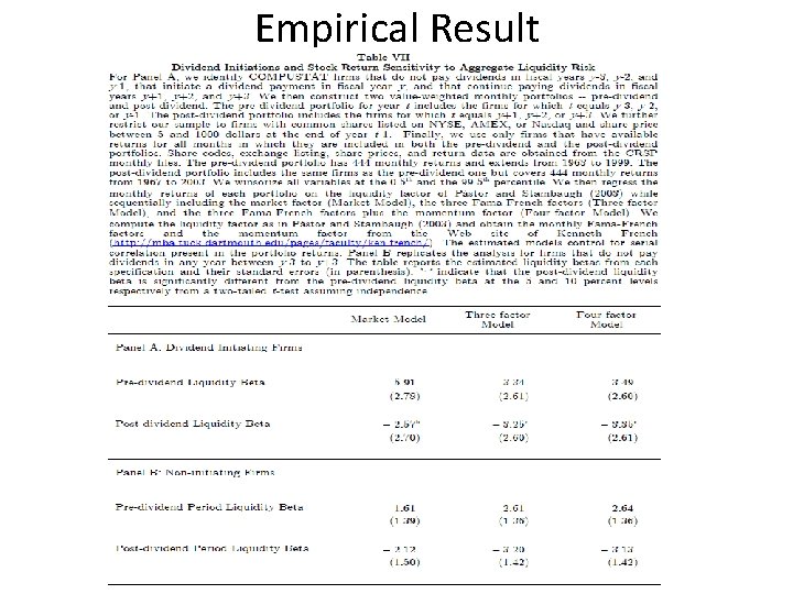 Empirical Result 