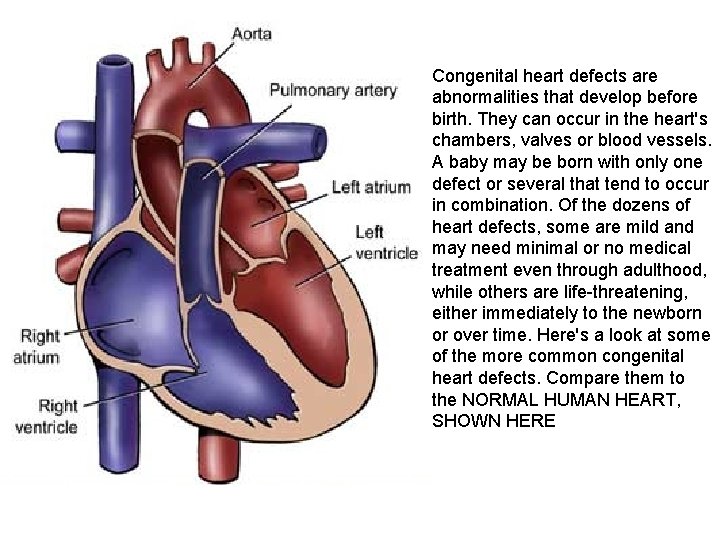 Congenital heart defects are abnormalities that develop before birth. They can occur in the