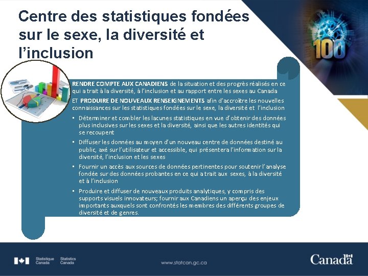 Centre des statistiques fondées sur le sexe, la diversité et l’inclusion RENDRE COMPTE AUX