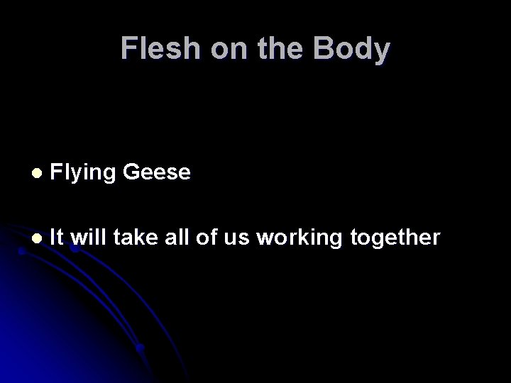 Flesh on the Body l Flying Geese l It will take all of us