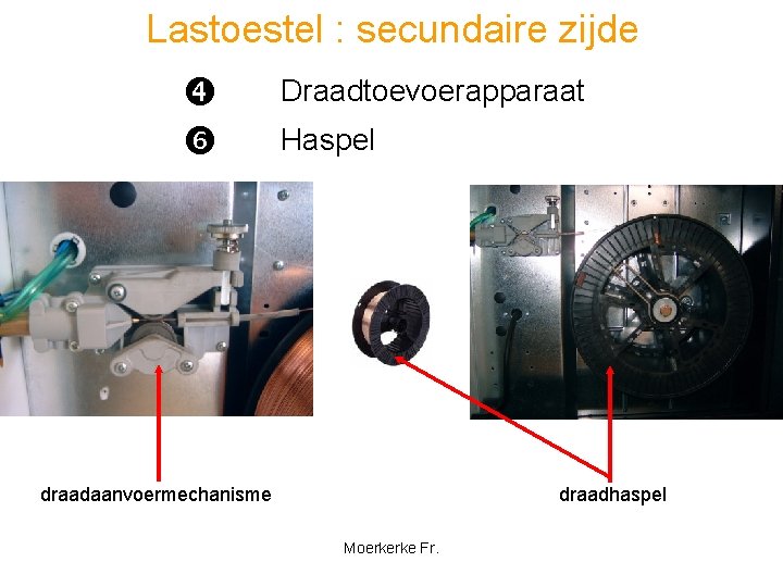 Lastoestel : secundaire zijde Draadtoevoerapparaat Haspel draadaanvoermechanisme draadhaspel Moerkerke Fr. 