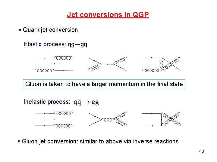 Jet conversions in QGP § Quark jet conversion Elastic process: qg→gq Gluon is taken