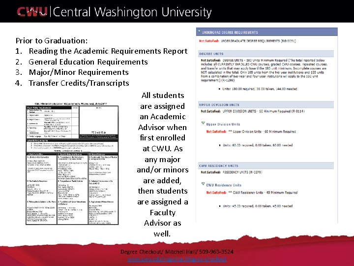 Prior to Graduation: 1. Reading the Academic Requirements Report 2. General Education Requirements 3.