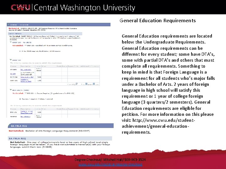 General Education Requirements General Education requirements are located below the Undergraduate Requirements. General Education