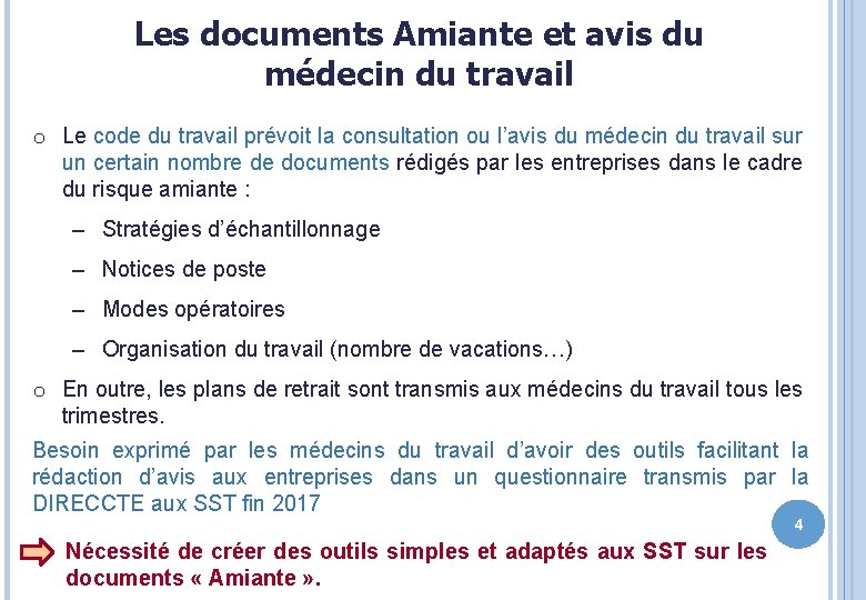 Les documents Amiante et avis du médecin du travail o Le code du travail