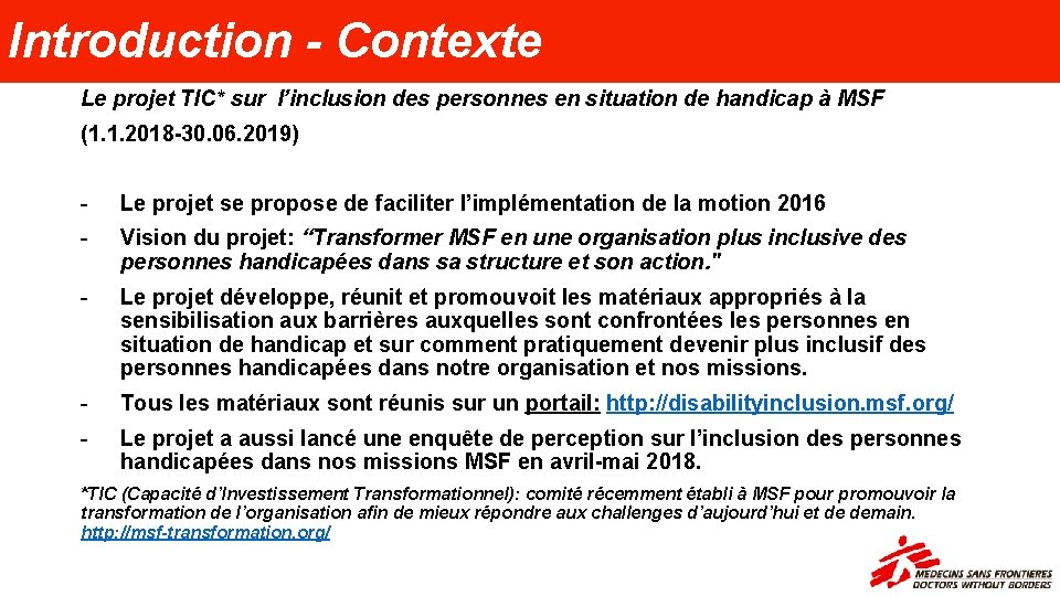 Inclusion des personnes en situation de handicap MSF