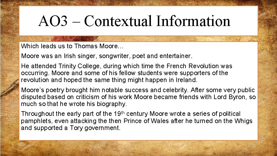 AO 3 – Contextual Information Which leads us to Thomas Moore… Moore was an AO 3 – Contextual Information Which leads us to Thomas Moore… Moore was an