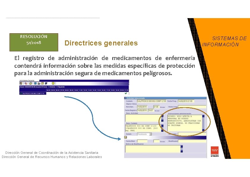 RESOLUCIÓN 51/2018 Directrices generales El registro de administración de medicamentos de enfermería contendrá información