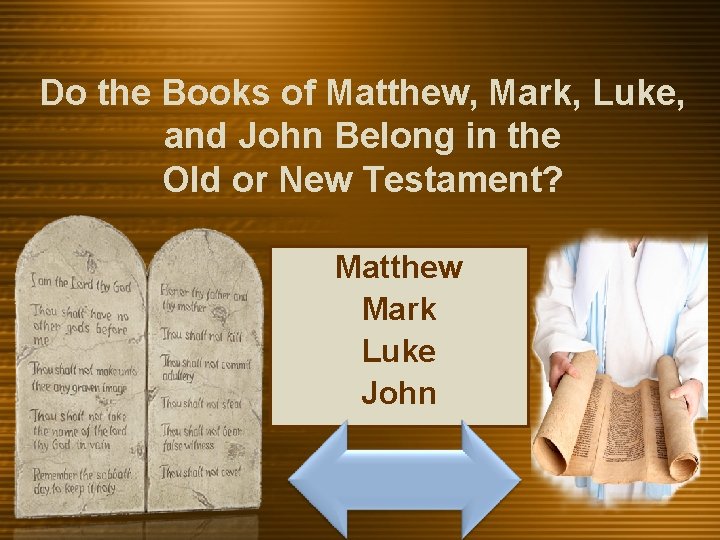 Do the Books of Matthew, Mark, Luke, and John Belong in the Old or