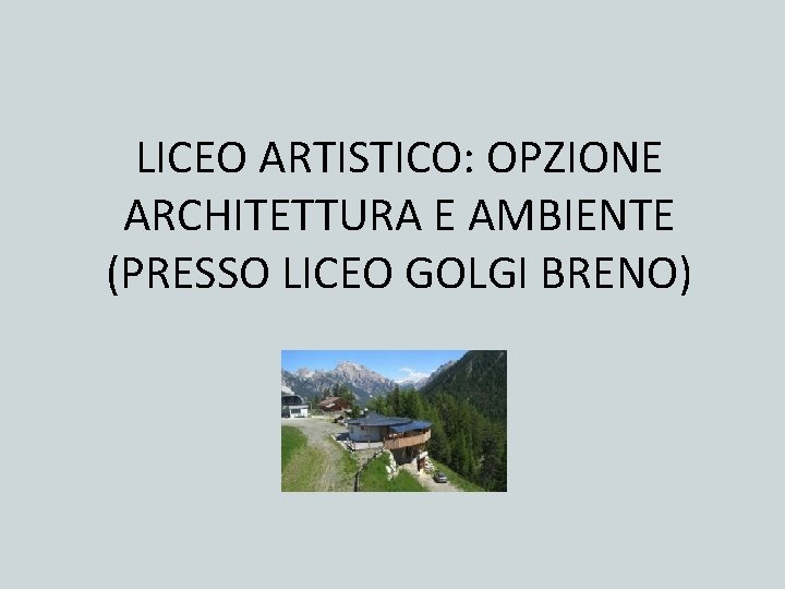 LICEO ARTISTICO: OPZIONE ARCHITETTURA E AMBIENTE (PRESSO LICEO GOLGI BRENO) 