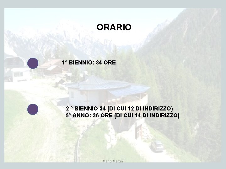 ORARIO 1° BIENNIO: 34 ORE 2 ° BIENNIO 34 (DI CUI 12 DI INDIRIZZO)