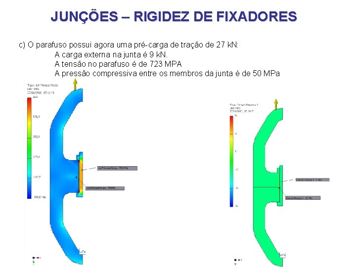 JUNÇÕES – RIGIDEZ DE FIXADORES c) O parafuso possui agora uma pré-carga de tração