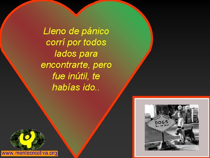 Lleno de pánico corrí por todos lados para encontrarte, pero fue inútil, te habías