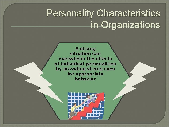 Personality Characteristics in Organizations A strong situation can overwhelm the effects of individual personalities