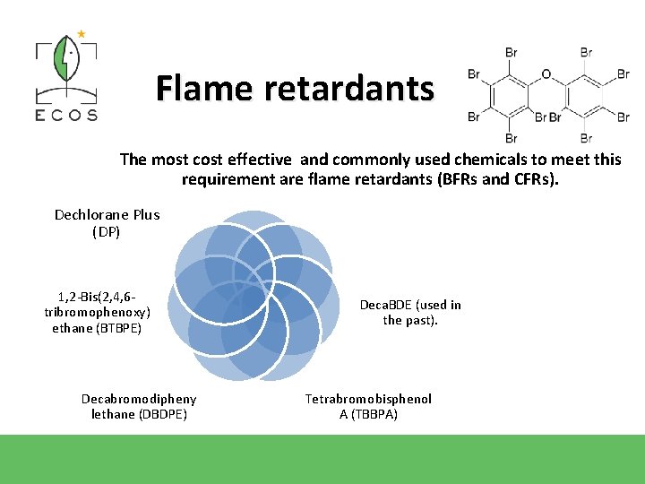 Flame retardants The most cost effective and commonly used chemicals to meet this requirement