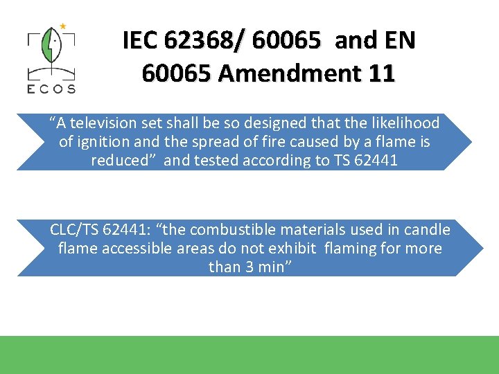 IEC 62368/ 60065 and EN 60065 Amendment 11 “A television set shall be so